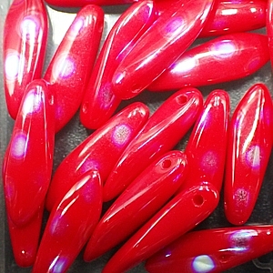 Dagger Beads Opaque Red AB Dots